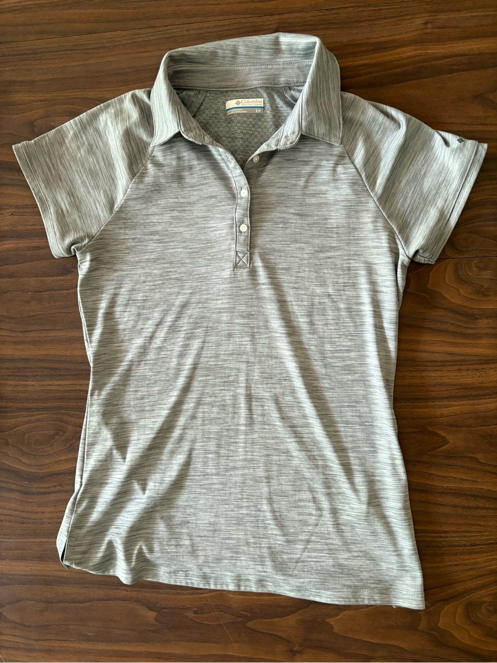 Columbia Women's Light Heather Gray Polo size S shirt hiking top camping
